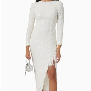 elliatt midi fringed, sequin dress